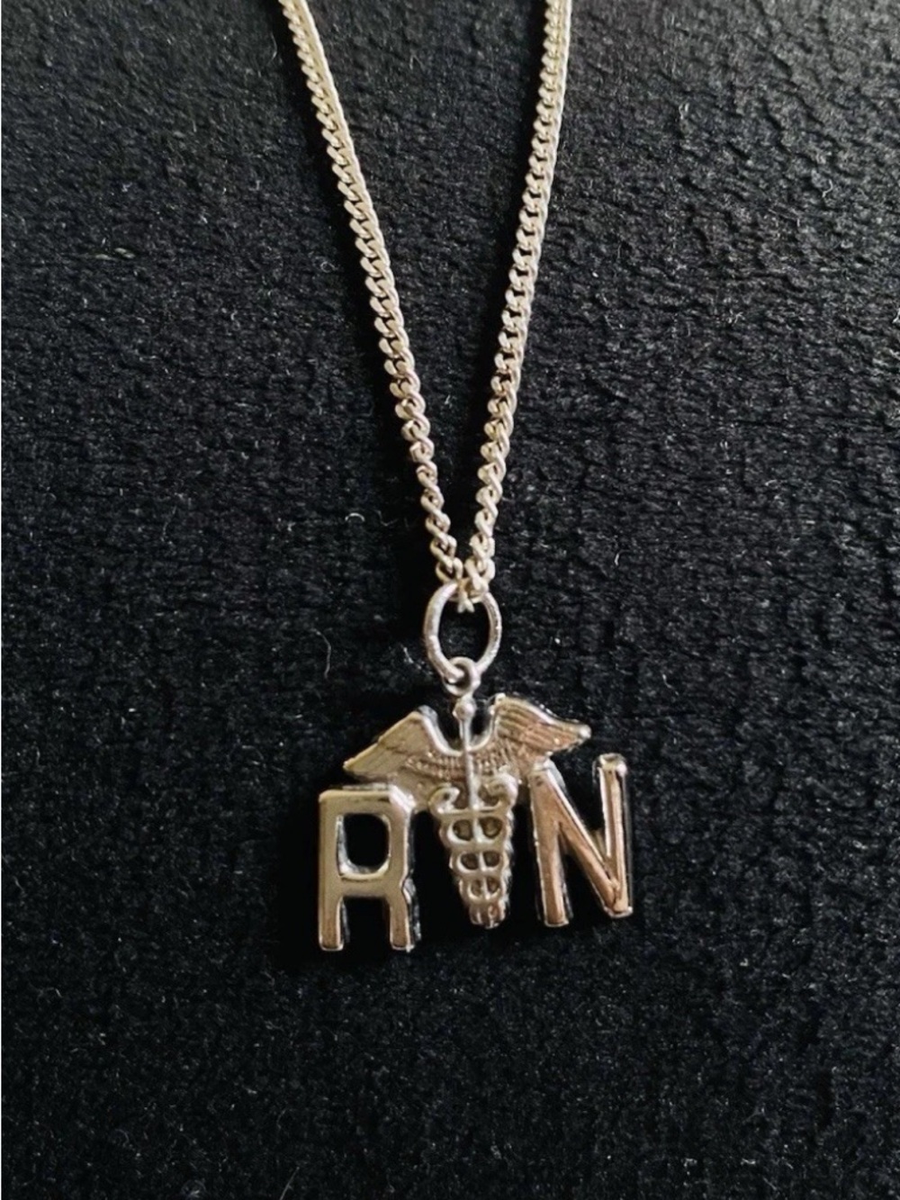 RN Registered Nurse Caduceus Sterling Silver 925 Necklace Pendant Chain Medical